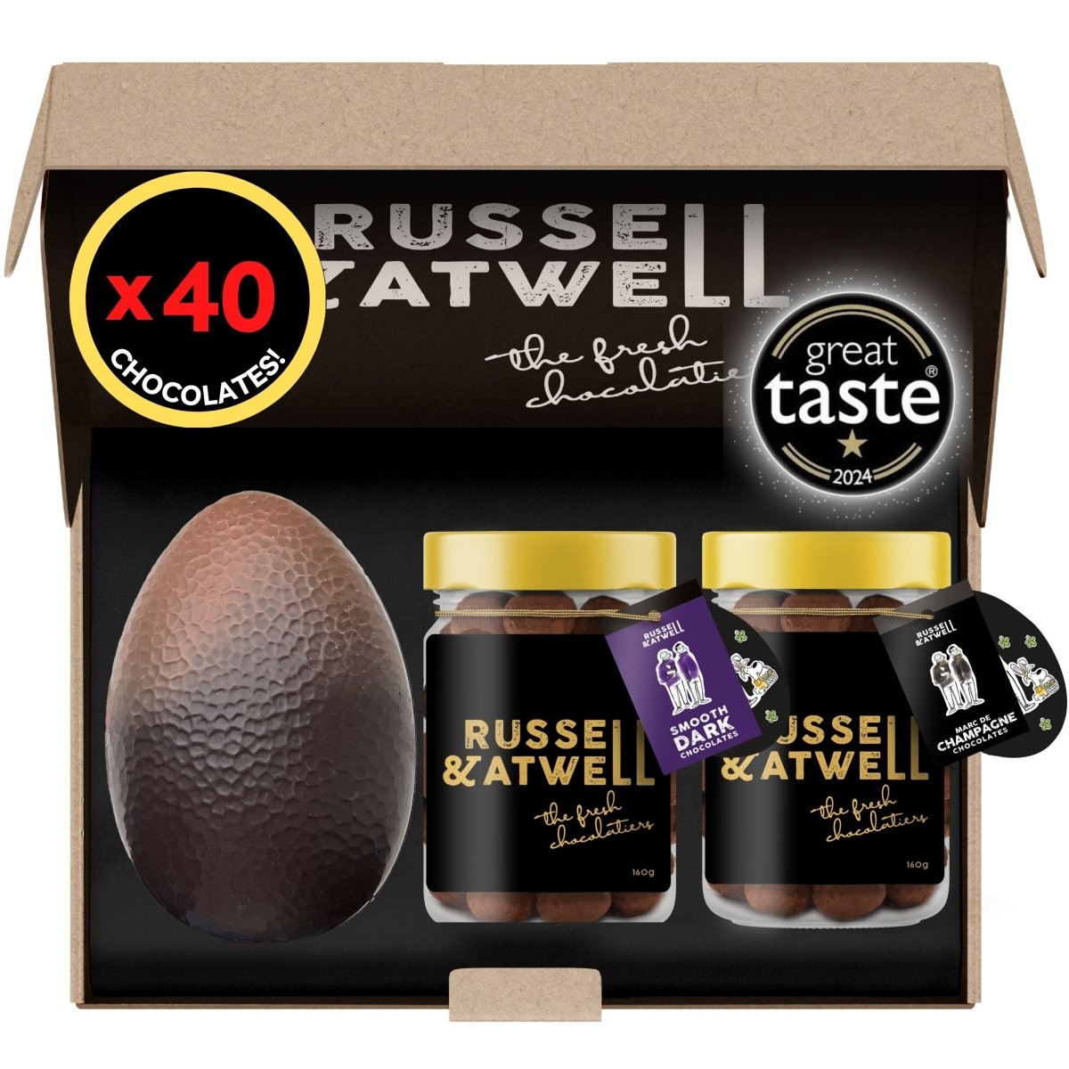 Easter Egg with Dark & Champagne Jar Packs - Russell and Atwell