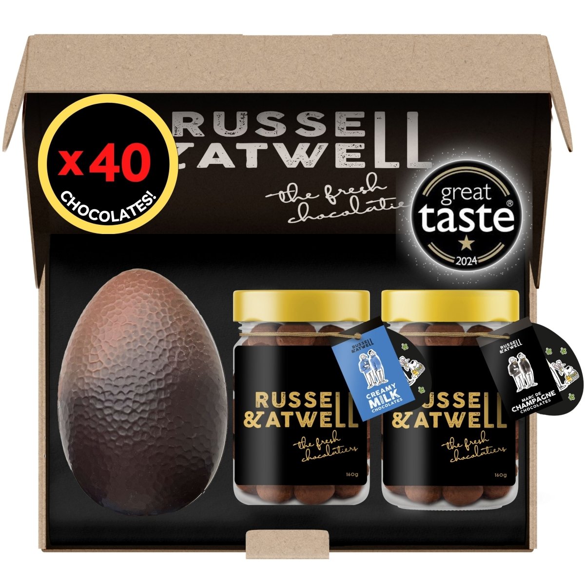 Easter Egg with Milk & Champagne Jar Packs - Russell and Atwell