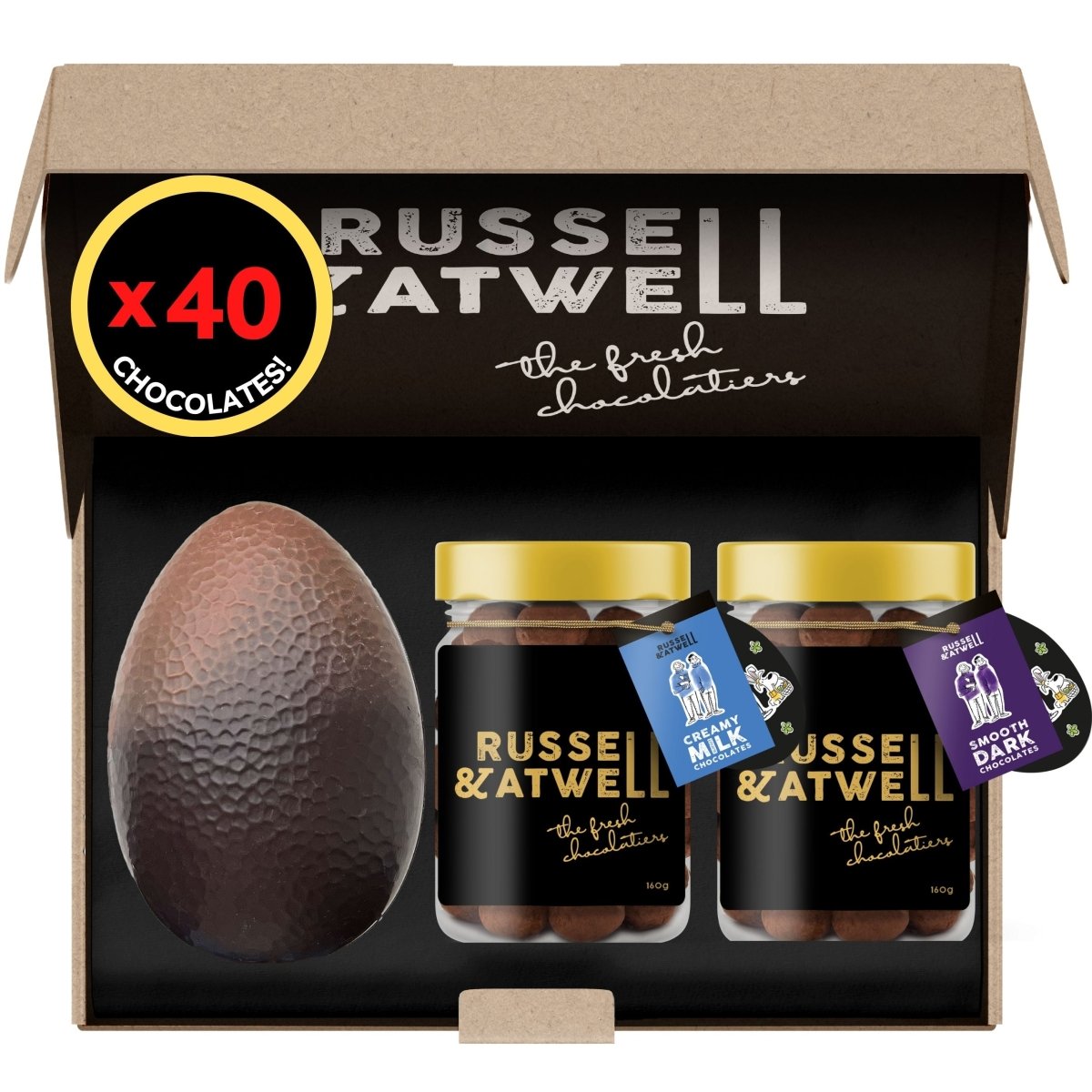 Easter Egg with Milk & Dark Jars - Russell and Atwell