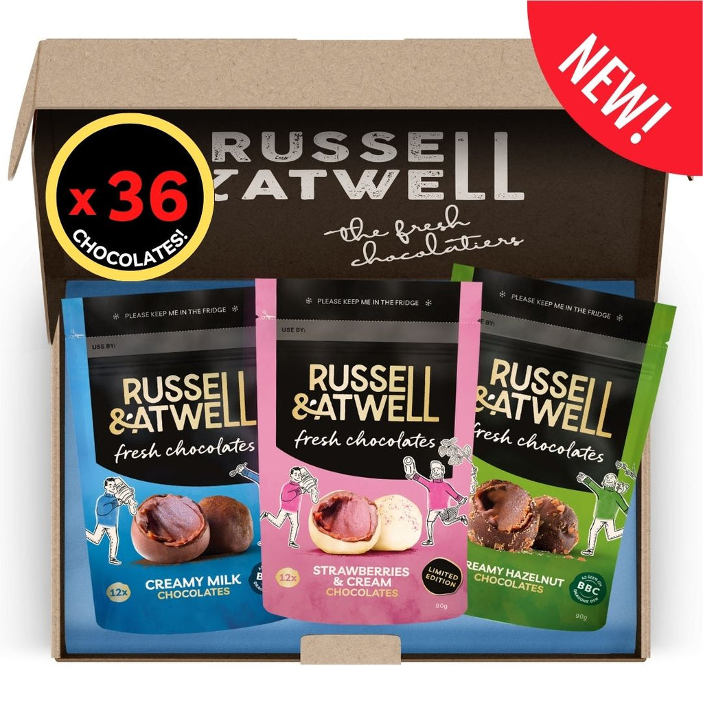 NEW Strawberry Nutty Monty Fresh Chocolate 3 - Pack - Russell and Atwell